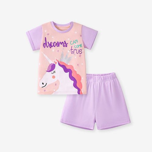 Summer Baby Kids Cartoon Pattern T-shirt and Shorts Clothing Set for