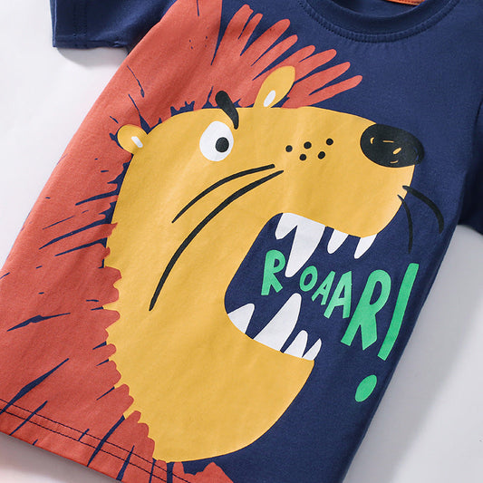 Summer Baby Kids Cartoon Pattern T-shirt and Shorts Clothing Set for