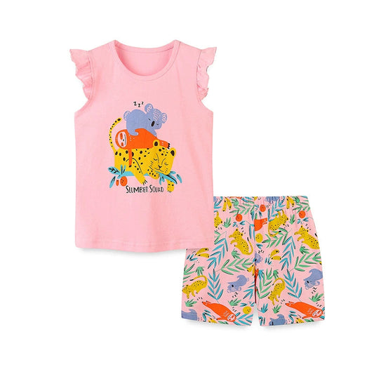 Summer Baby Kids Cartoon Animals Pattern Vest and Shorts Clothing Set