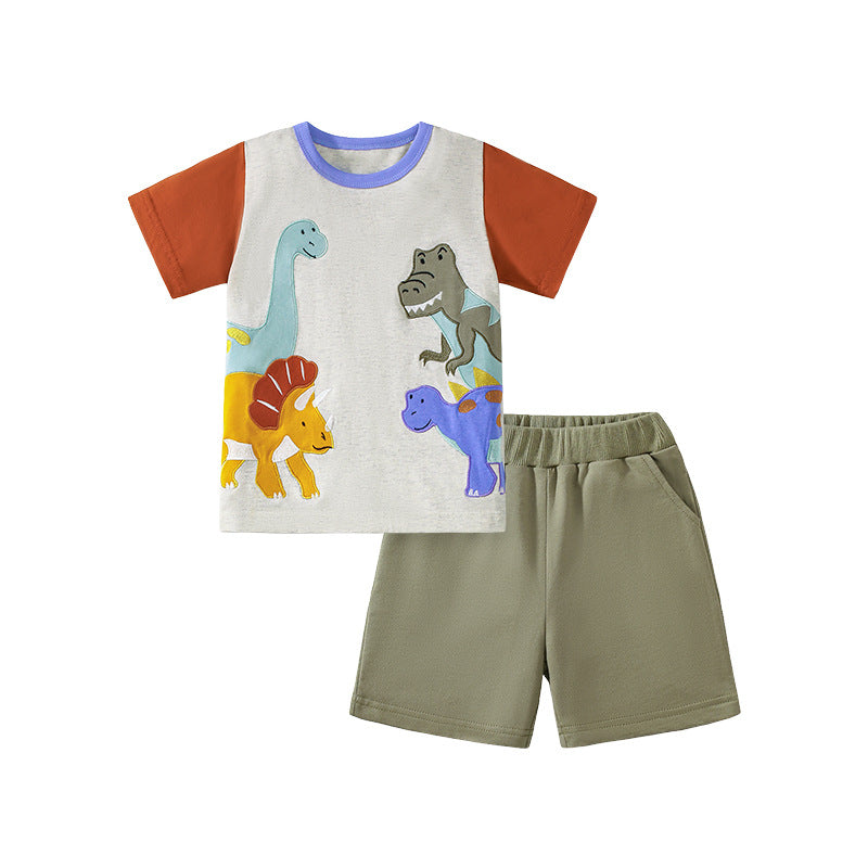 Summer Baby Kids Dinosaurs Cartoon Pattern T-shirt and Shorts Clothing