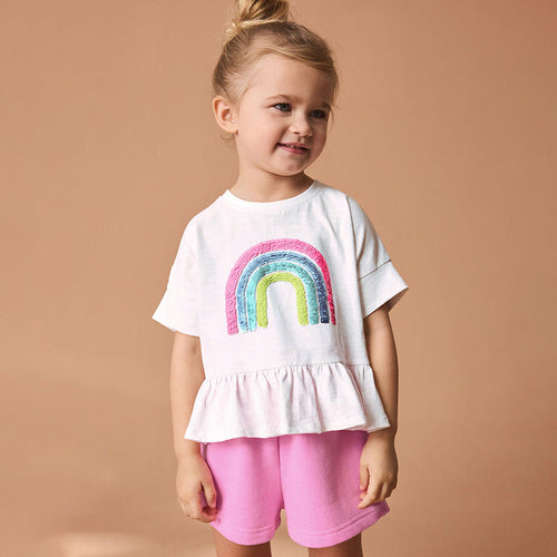 Summer Baby Kids Rainbow Pattern T-shirt and Shorts Clothing Set for