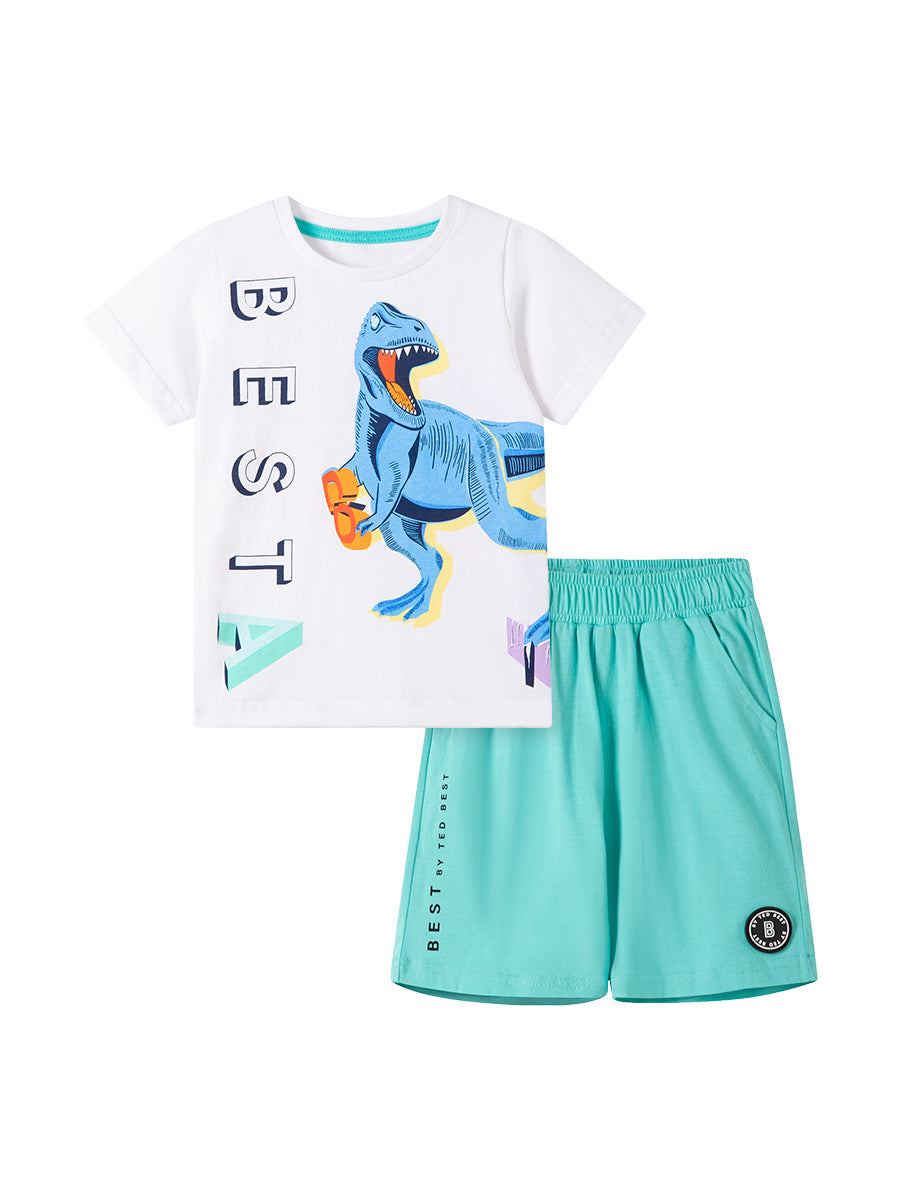 Summer Baby Kids Dinosaur Cartoon Pattern T-shirt and Shorts Clothing