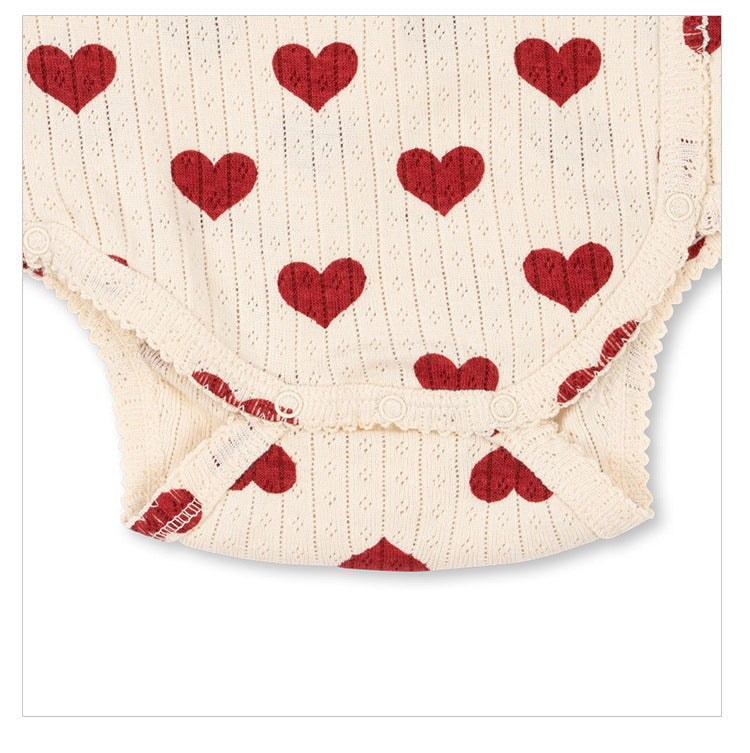 Spring Baby Kids Heart Pattern Onesies and Pants Clothing Set for