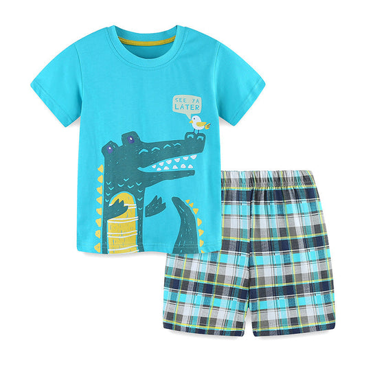 Summer Baby Kids Animals Cartoon Pattern T-shirt and Shorts Clothing