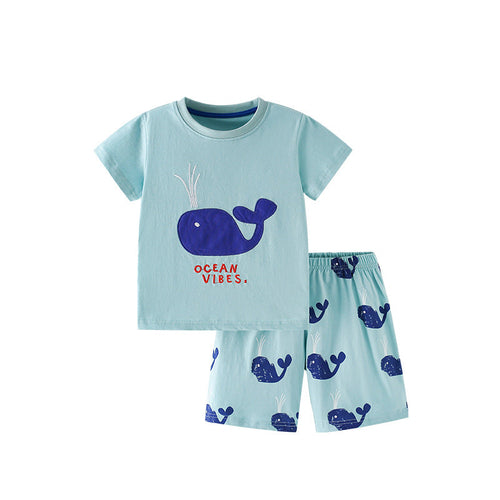 Summer Baby Kids Whales Cartoon Pattern T-shirt and Shorts Clothing