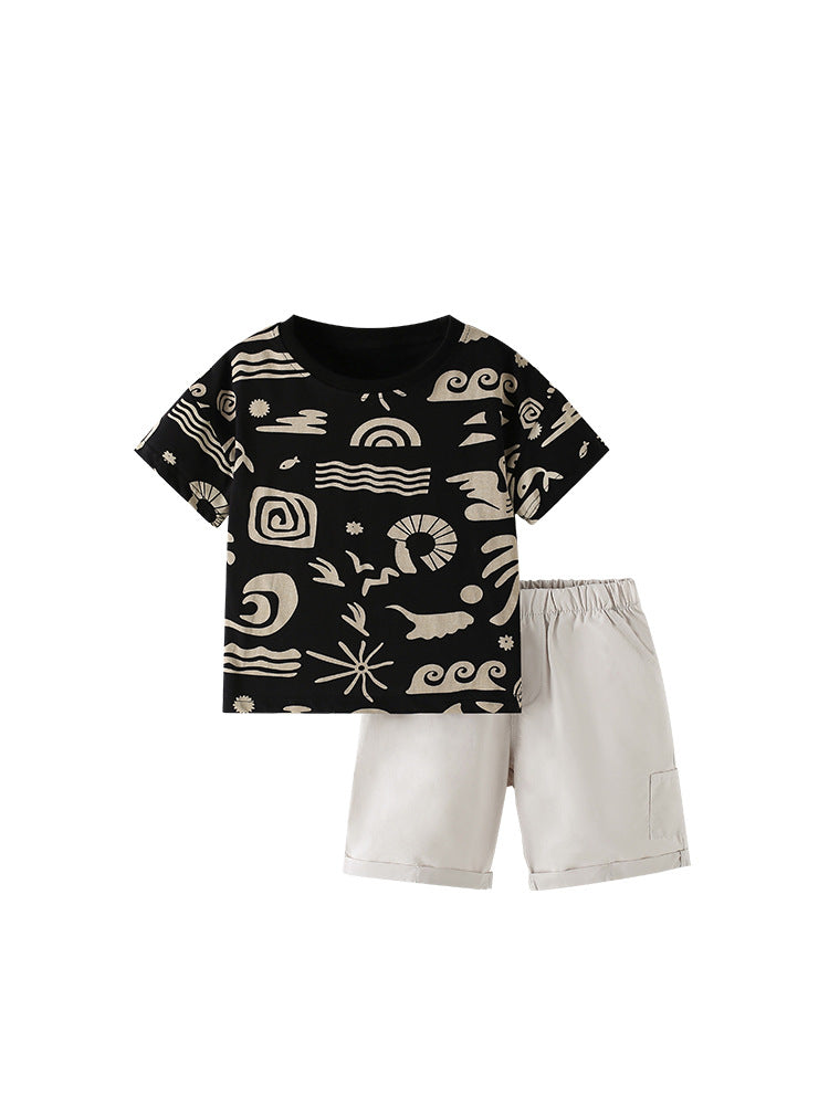 Summer Baby Kids Casual Geometric Pattern T-shirt and Shorts Clothing