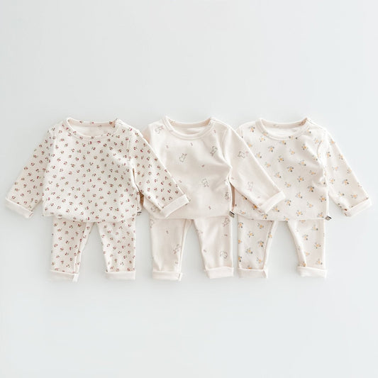 Spring Baby Kids Unisex Cartoon Pattern Print Top And Pants Clothing