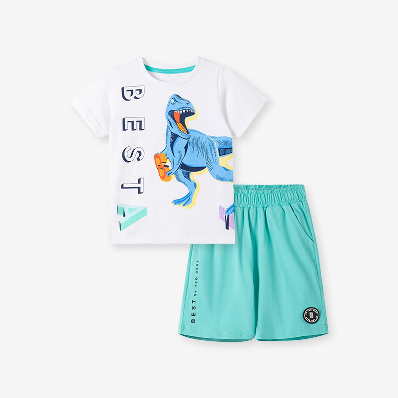 Summer Baby Kids Dinosaur Cartoon Pattern T-shirt and Shorts Clothing