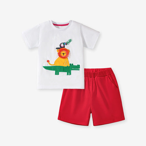 Summer Baby Kids Animals Cartoon Pattern T-shirt and Shorts Clothing