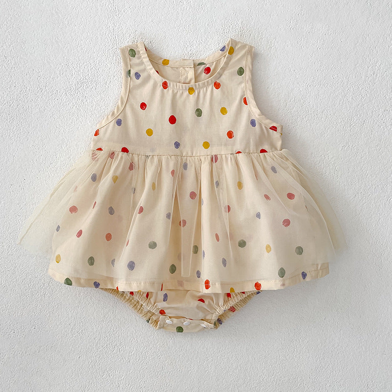 Summer Baby Kids Polka Dots Pattern Sleeveless Top and Shorts Clothing