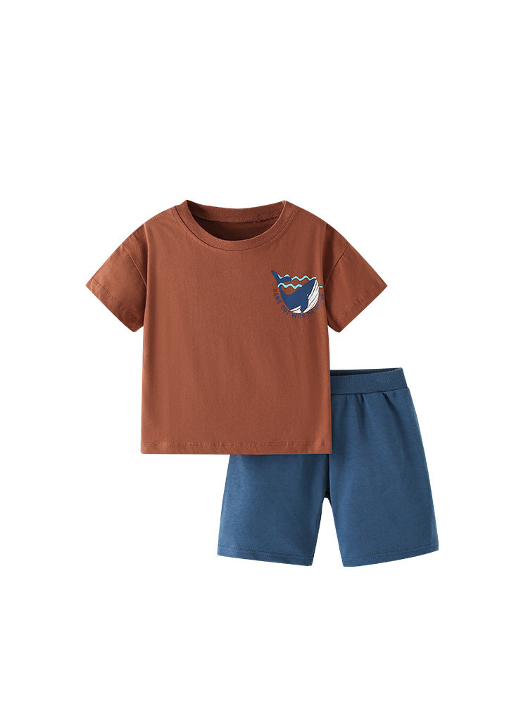 Summer Baby Kids Animals Cartoon Pattern T-shirt and Shorts Clothing