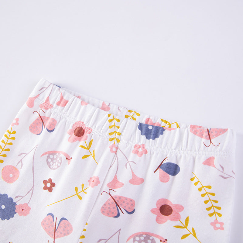 Summer Baby Kids Cartoon and Floral Pattern T-shirt and Pants Clothing