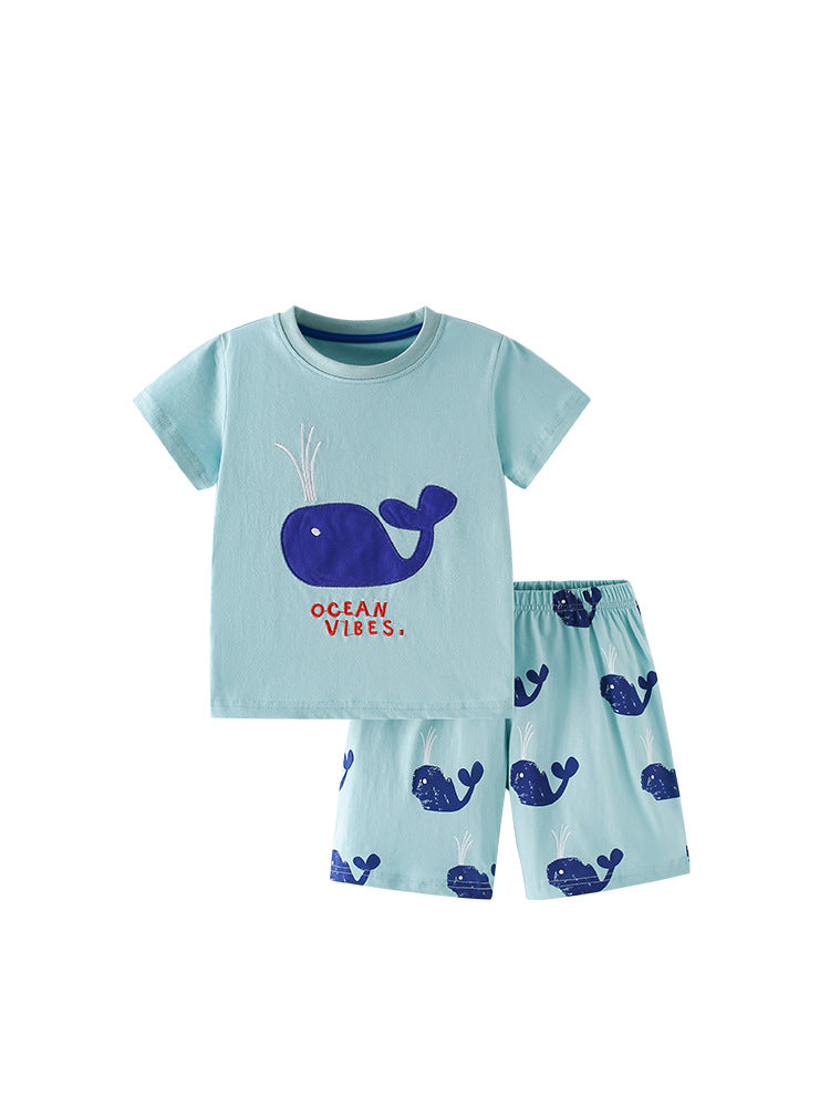 Summer Baby Kids Whales Cartoon Pattern T-shirt and Shorts Clothing