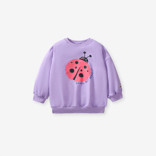 Baby Kids Girls Cartoon Ladybird Pattern Purple Pullover Clothing