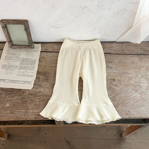 Spring Baby Kids Girls Hollow-Out Collar Top And Flared Pants Clothing