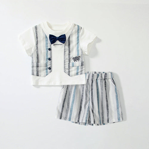 Summer Baby Kids Striped Vest Pattern T-shirt and Shorts Clothing Set
