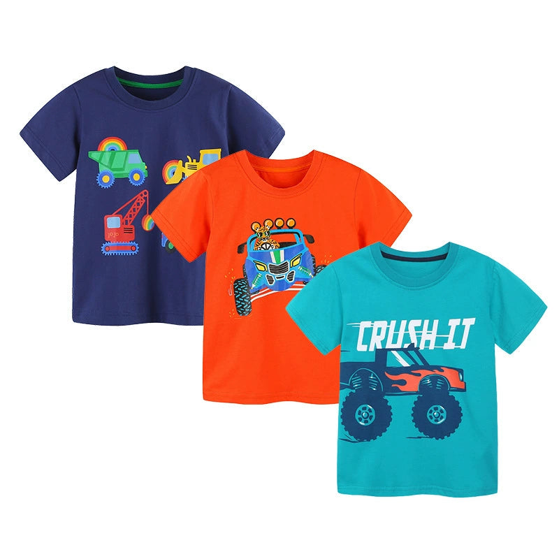 Summer Baby Kids Racing Car Cartoon Pattern T-shirt Clothing Set for