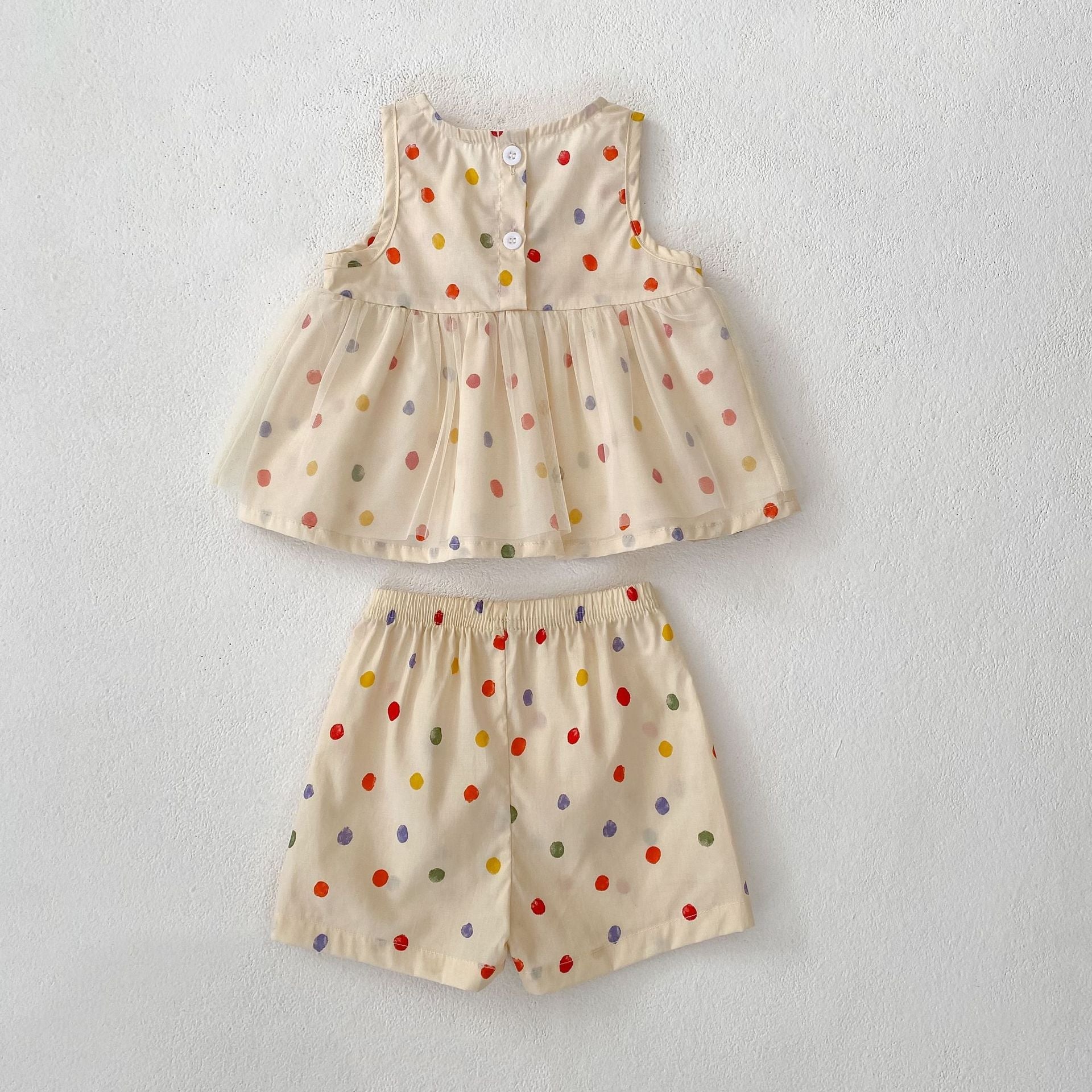 Summer Baby Kids Polka Dots Pattern Sleeveless Top and Shorts Clothing