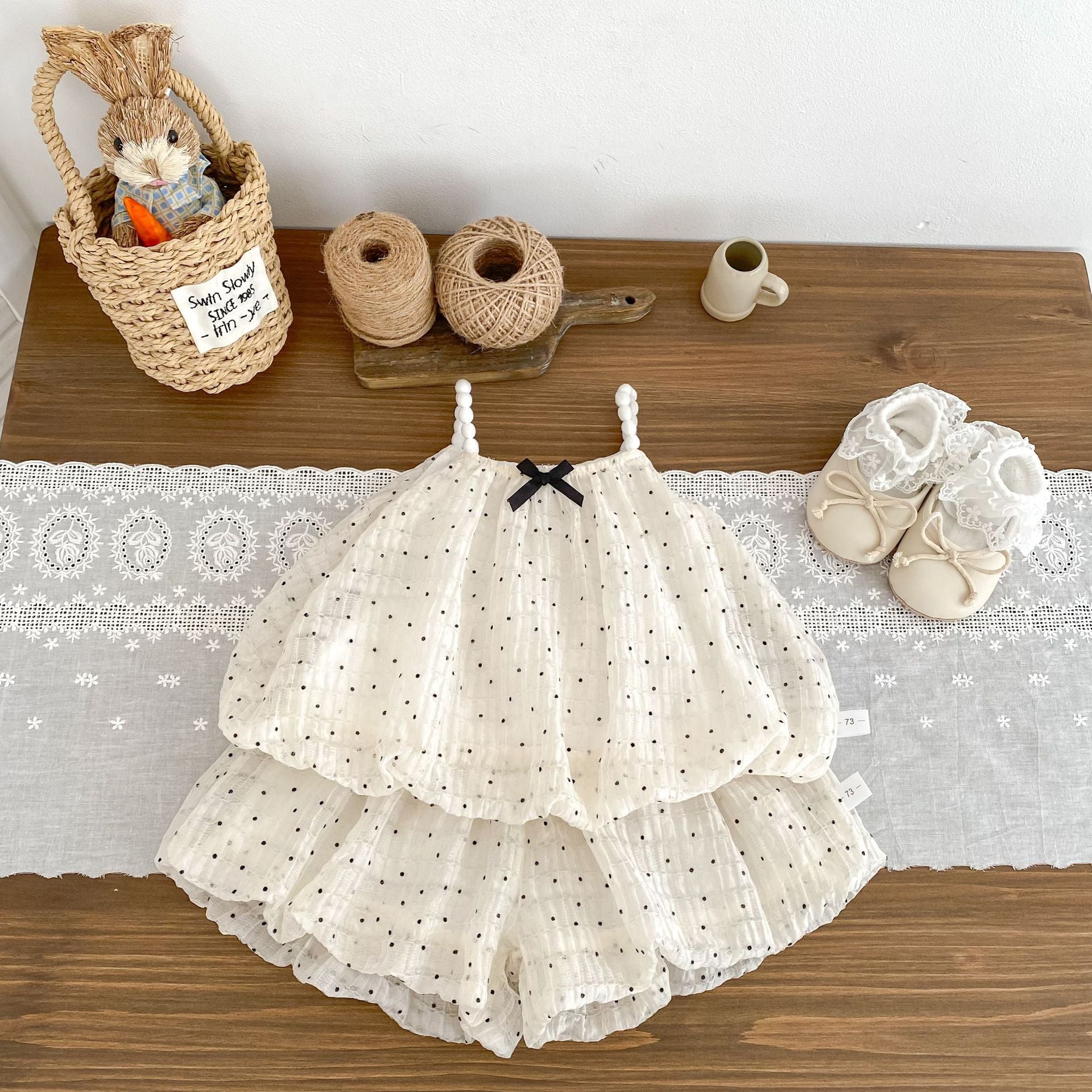 Summer Baby Kids Dots Pattern Sleeveless Top Vest and Shorts Clothing