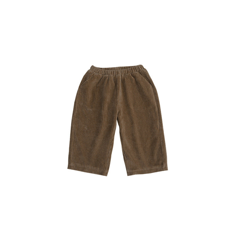 Spring Baby Kids Unisex Solid Color Crew Neck Top And Pants Clothing