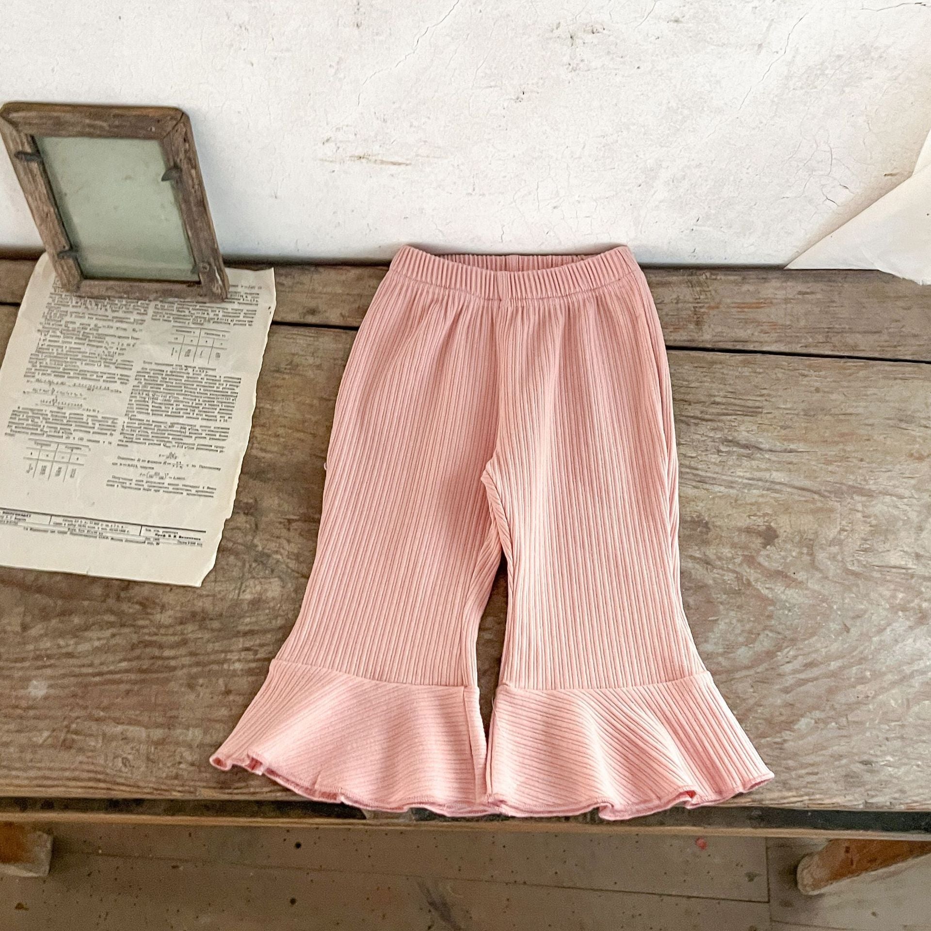Spring Baby Kids Girls Hollow-Out Collar Top And Flared Pants Clothing