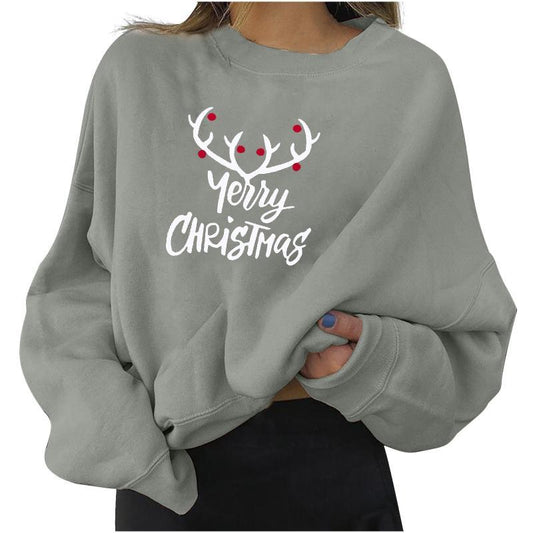 Women hoodie Fashion Casual Christmas Print Long Sleeve O-neck