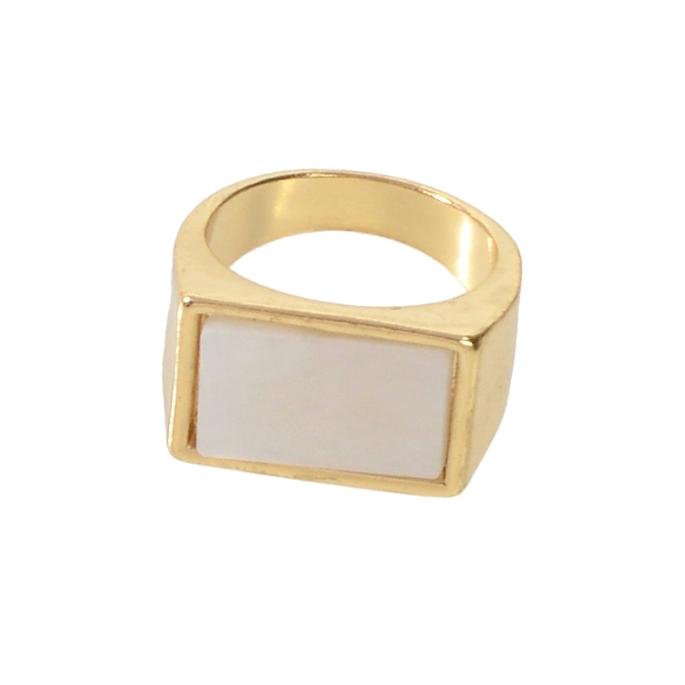 Textured Jewellery Square White Punk Gold Finger Ring Fashion Women