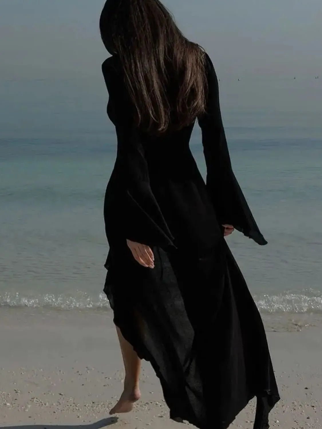 Fashion Ruffled Long Sleeve Cover-Up Dress