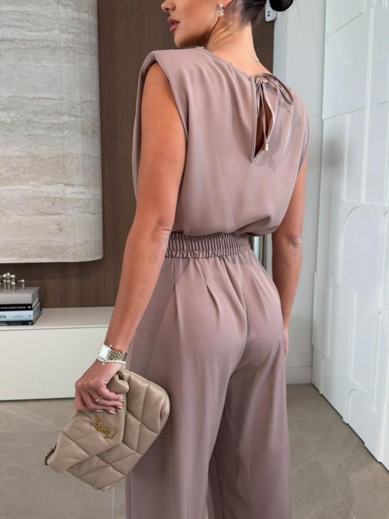 Fashionable Trendy Sleeveless Wide Leg Jumpsuit