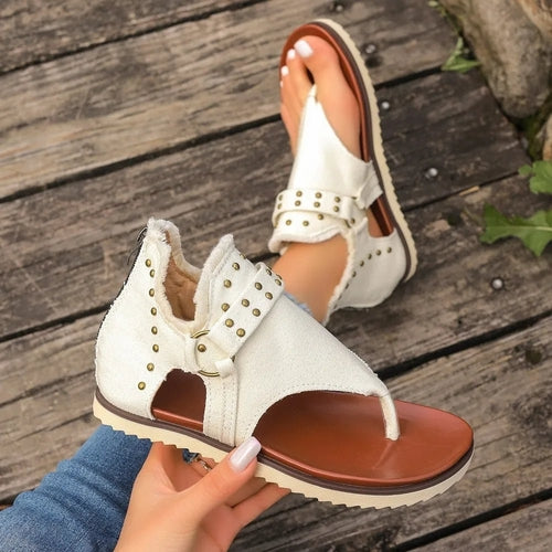 Stylish Open Toe Studded Flat Sandals