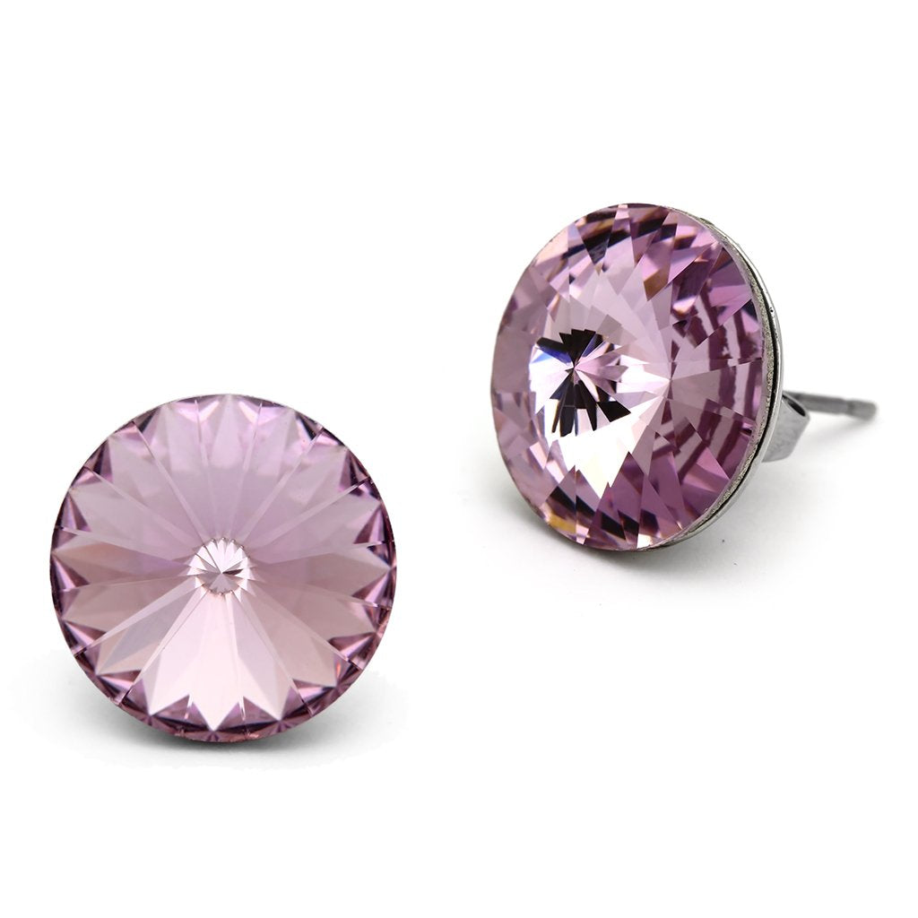 TK1042 - High polished (no plating) Stainless Steel Earrings with Top