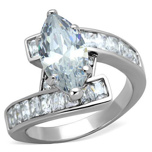 TK1754 - High polished (no plating) Stainless Steel Ring with AAA