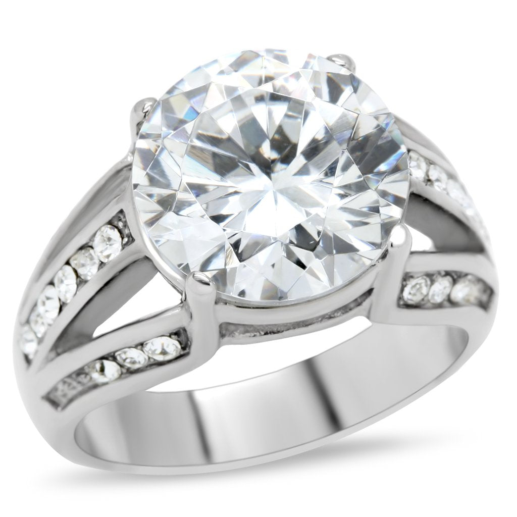 TK187 - High polished (no plating) Stainless Steel Ring with AAA Grade