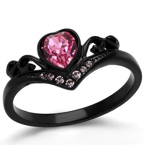 TK2192 - IP Black(Ion Plating) Stainless Steel Ring with Top Grade