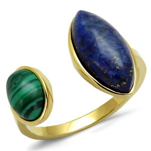 TK2906 - IP Gold(Ion Plating) Stainless Steel Ring with Precious Stone