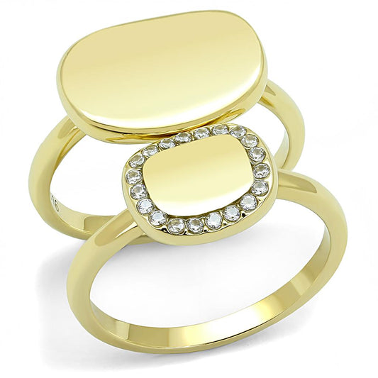 TK3121 - IP Gold(Ion Plating) Stainless Steel Ring with AAA Grade CZ
