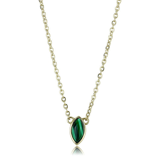 TK3286 - IP Gold(Ion Plating) Stainless Steel Necklace with Synthetic