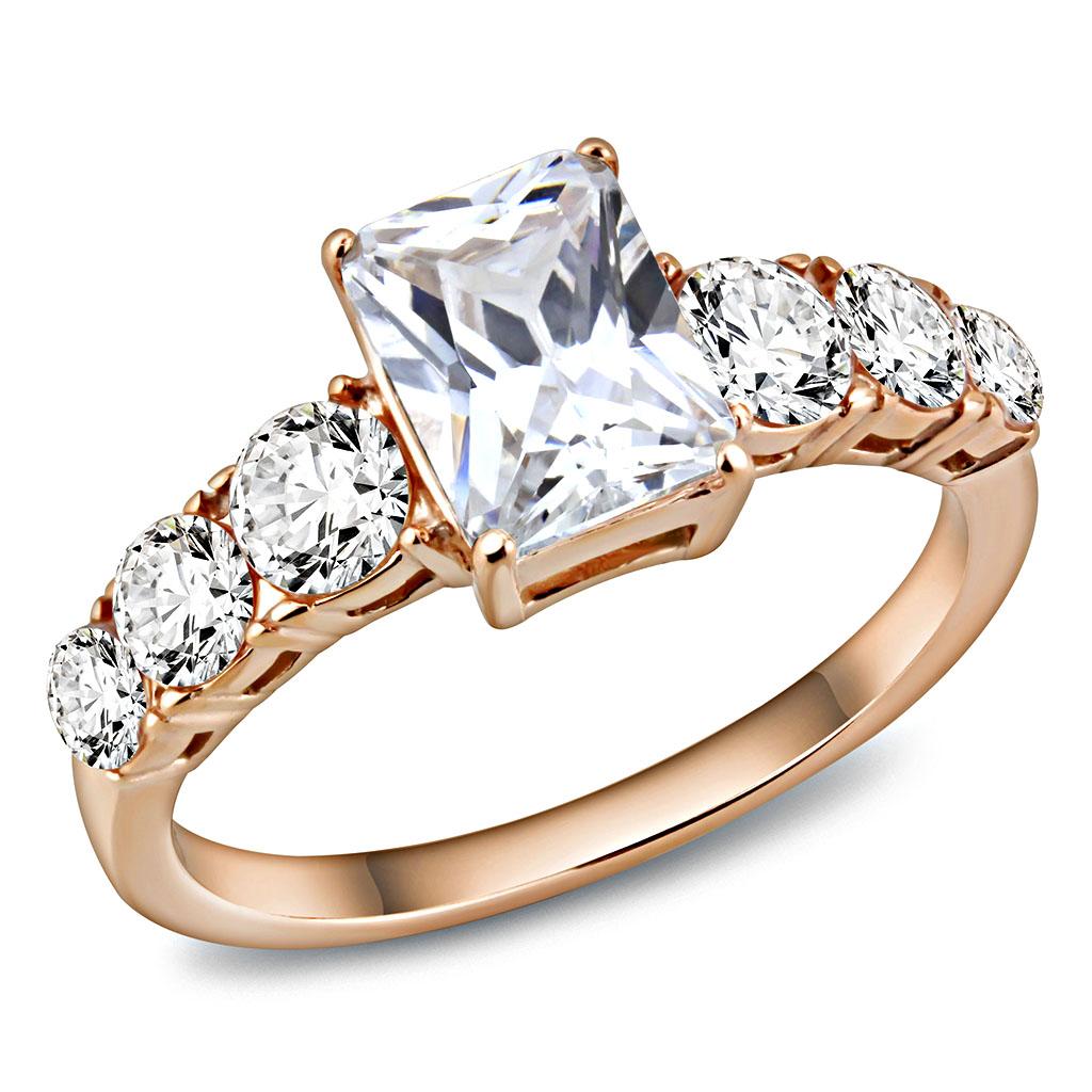 TK3517 - IP Rose Gold(Ion Plating) Stainless Steel Ring with AAA Grade