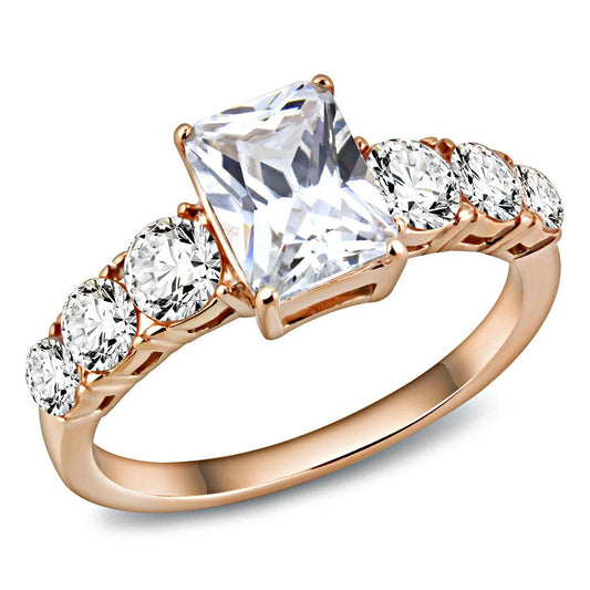 TK3517 - IP Rose Gold(Ion Plating) Stainless Steel Ring with AAA Grade