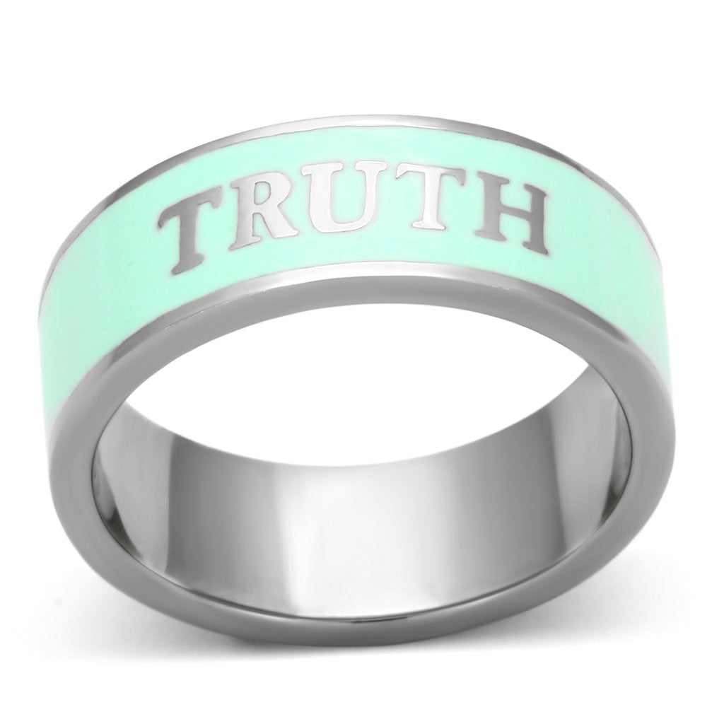 TK836 - High polished (no plating) Stainless Steel Ring with Epoxy  in