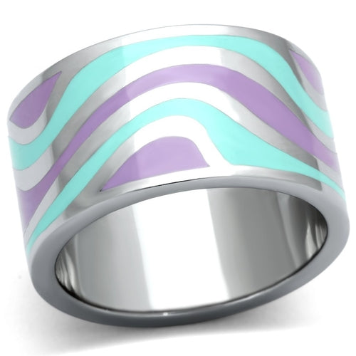 TK840 - High polished (no plating) Stainless Steel Ring with Epoxy  in