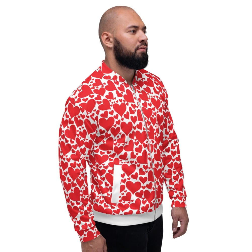 Mens Bomber Jacket / Love Red Hearts