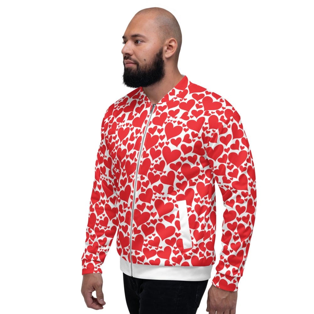 Mens Bomber Jacket / Love Red Hearts