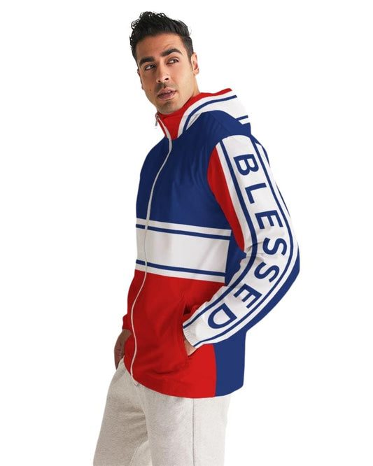 Mens Lightweight Windbreaker Jacket with Hood and Zipper Closure -